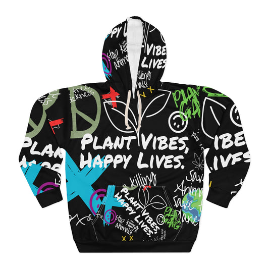 Plant Vibes Happy Lives Graffiti Hoodie